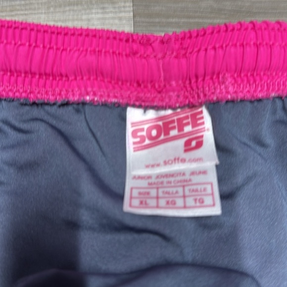 🏴 Soffe Pink and Black Athletic Shorts Lightweight Elastic Waist - Picture 4 of 7
